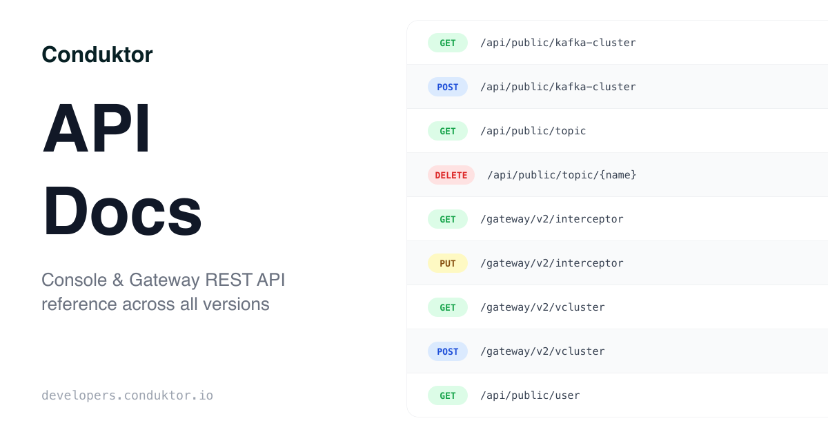 Conduktor API Documentation — Console & Gateway